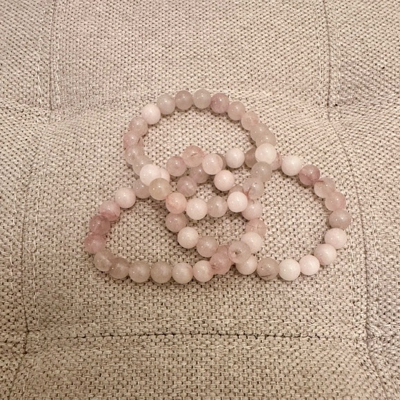 Rose Quartz Beaded Bracelets (3 Pack) - Picture 1 of 5